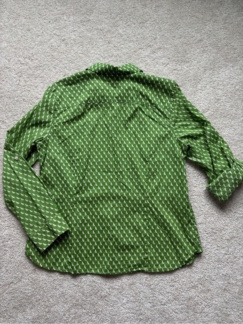 Talbots Green Novelty Dog-Print Button Shirt - Picture 4 of 10